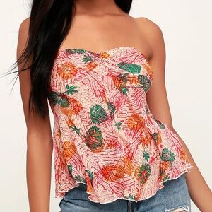 NWT Free People orange floral tube top